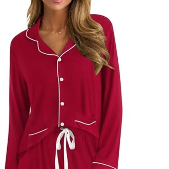 Modal Women's Pajamas Set 2 Piece Button Down Pjs Long Sleeve -NWT - Picture 2 of 3